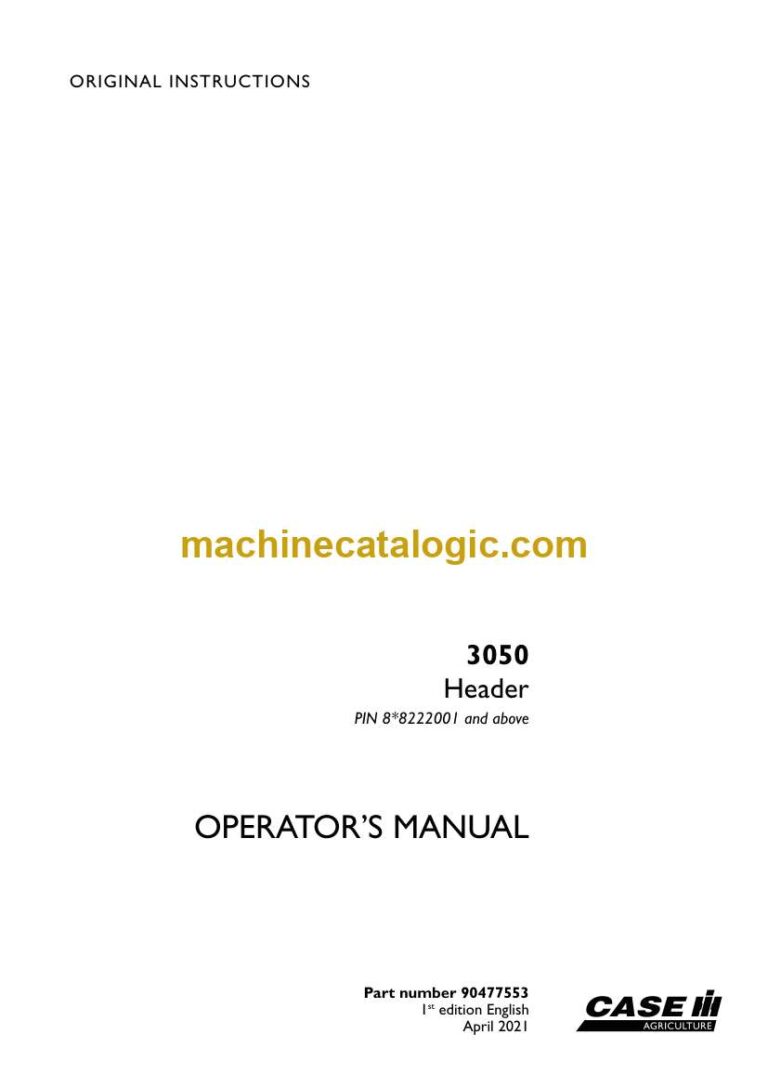Case 3050 Header Operator Manual (90477553)