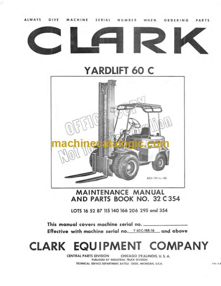 Clark Yardlift 60C Forklift Parts Manual (32C)