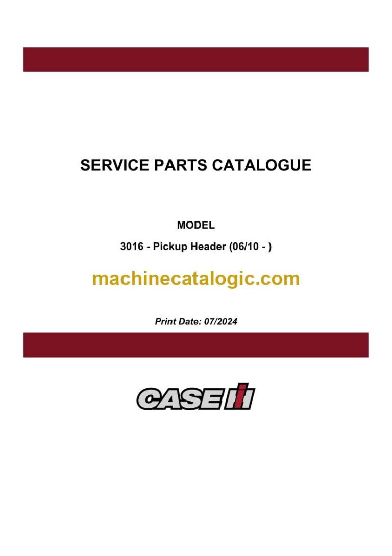 Case 3016 Pickup Header Service Parts Catalogue