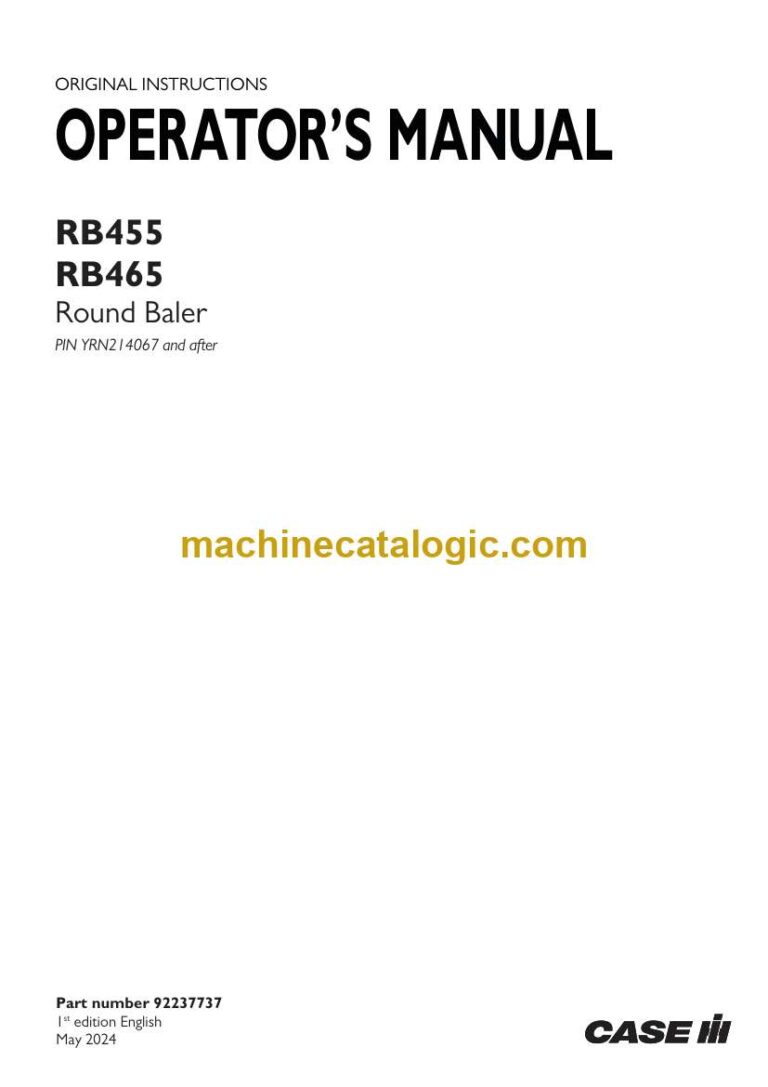 Case RB455, RB465 Round Baler Operator Manual