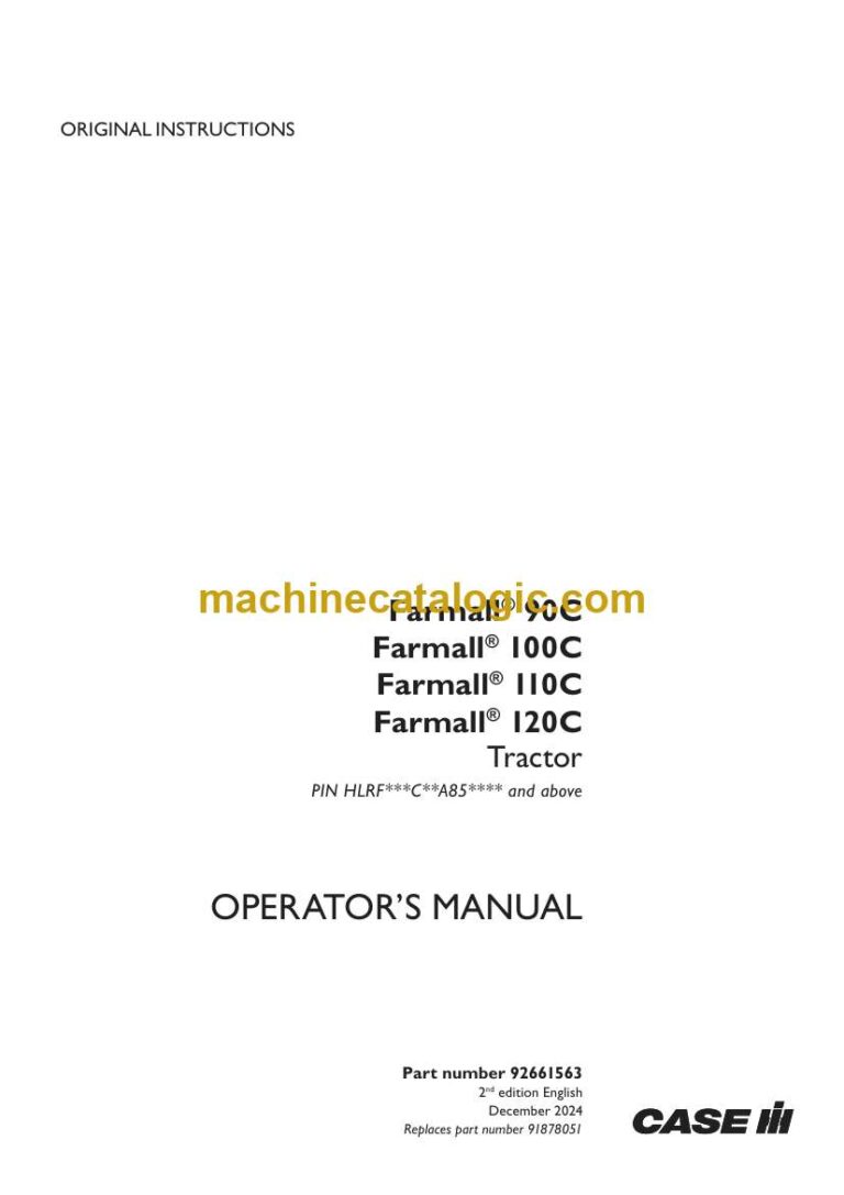 Case Farmall 90C, 100C, 110C, 120C Tractor Operator Manual