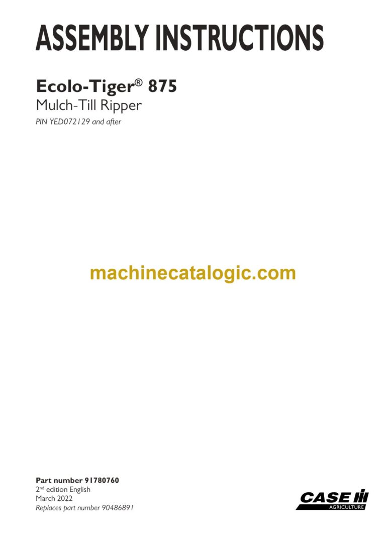 Case Ecolo-Tiger 875 Mulch-Till Ripper Assembly Instructions (91780760)