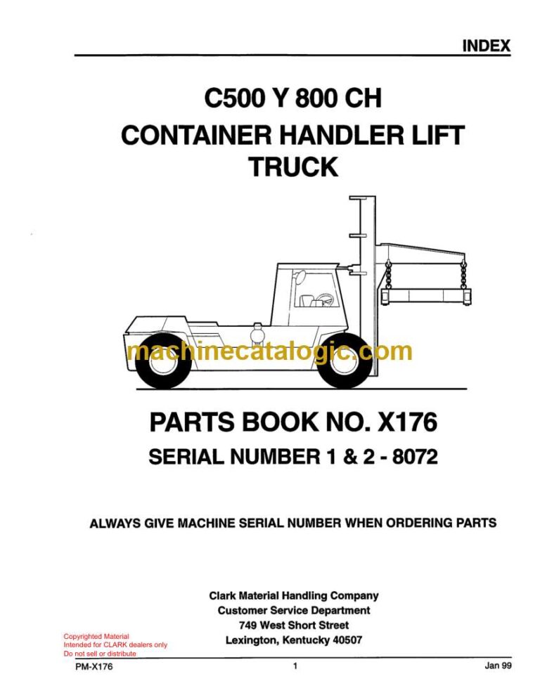 Clark C500 Y 800CH Container Handler Lift Truck Parts Manual (X176)
