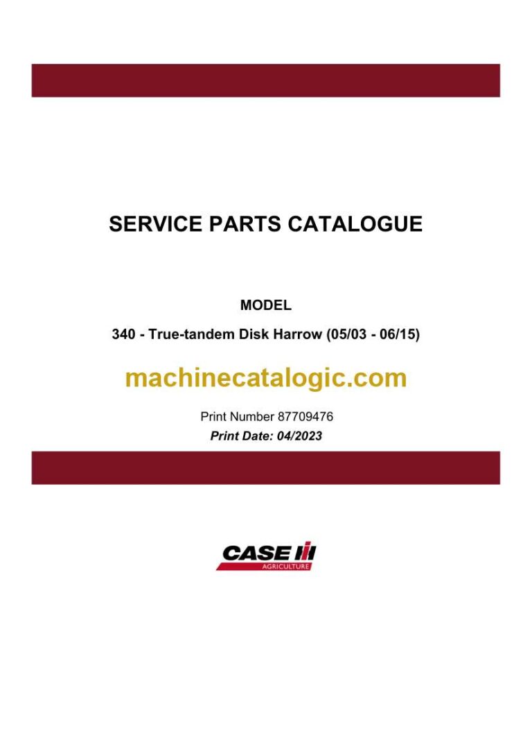 Case 340 True-Tandem Disk Harrow Service Parts Catalogue