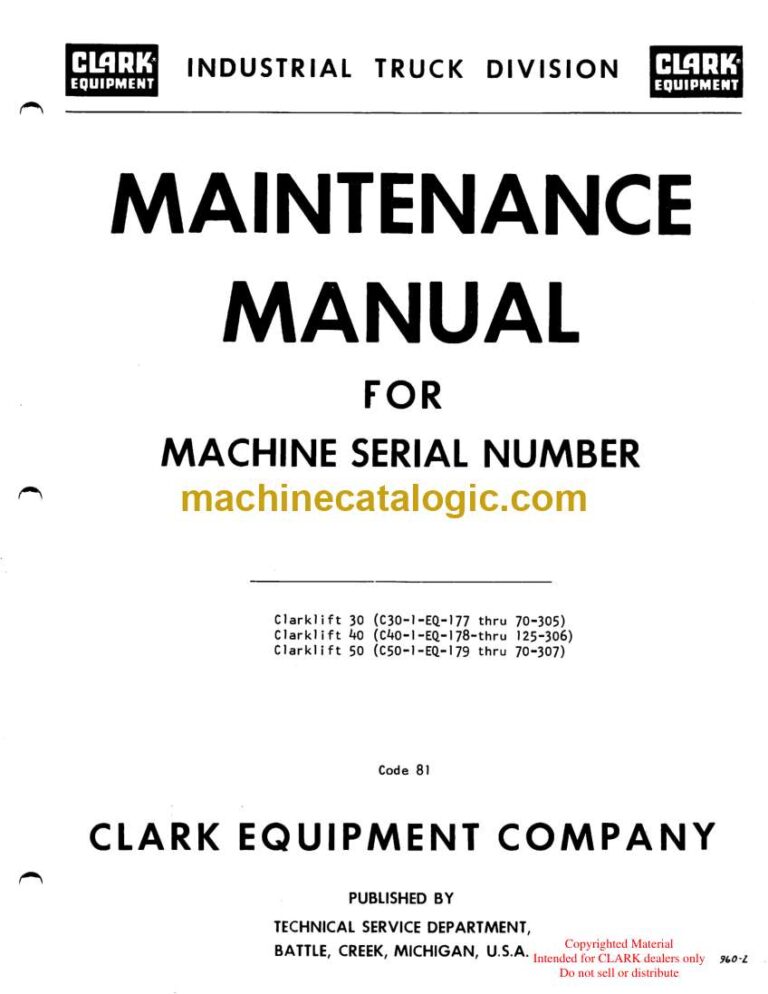 Clark Clarklift 30, 40, 50 Maintenance Manual (81)