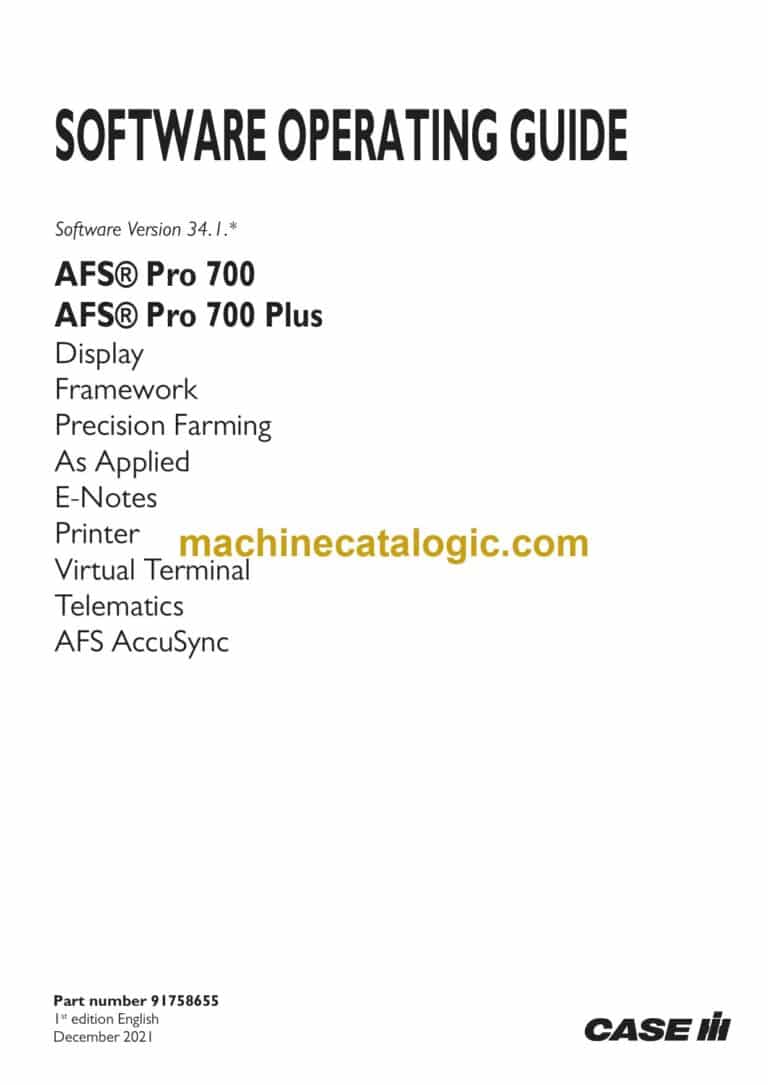 Case AFS Pro, 700 AFS Pro 700 Plus Display Framework Precision Farming As Applied E-Notes Printer Virtual Terminal Telematics AFS AccuSync Software Operating Guide