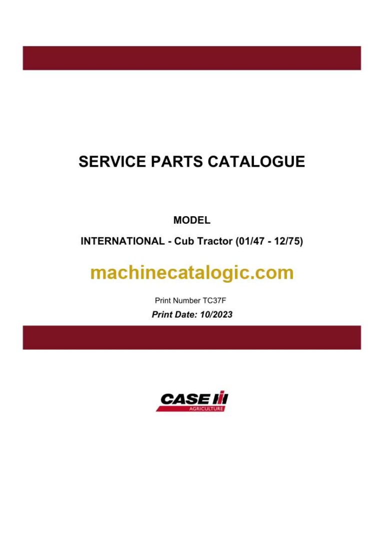 Case International Cub Tractor Service Parts Catalogue
