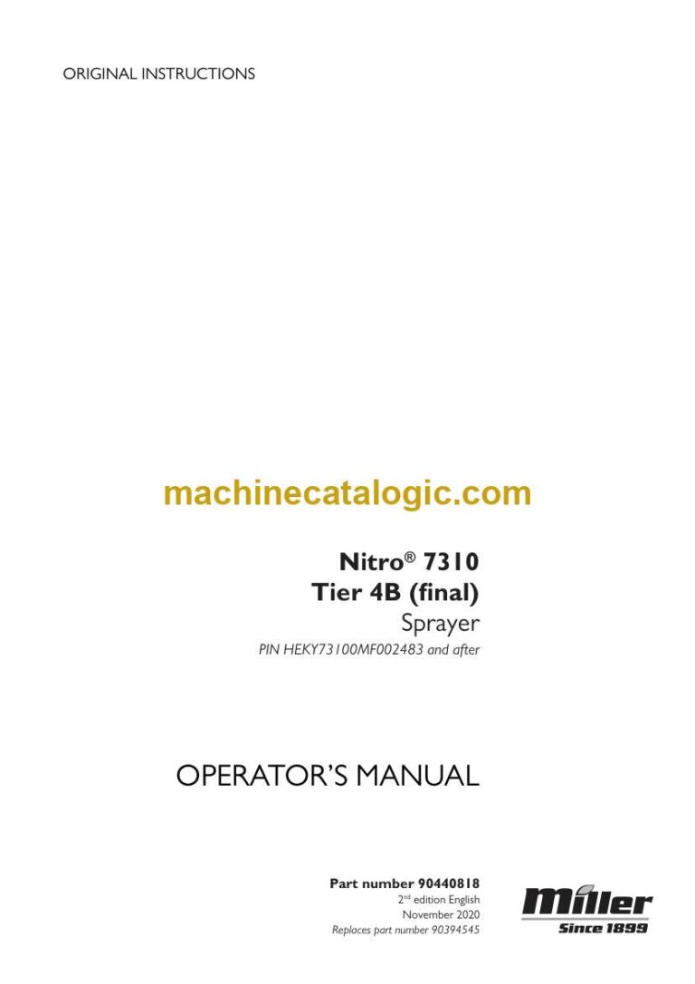 Miller Nitro 7310 Tier 4B Final Sprayer Operator Manual