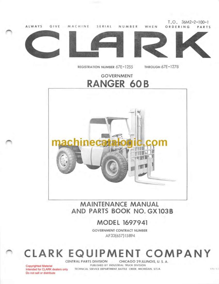 Clark Ranger 60B Forklift Parts Manual (GX103B)