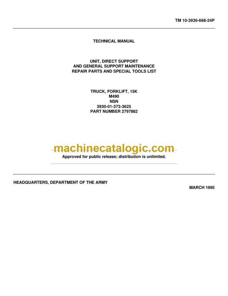 Clark M490, NSN Truck, Forklift Technical Manual (TM_10-3930-668-24P_2797882)