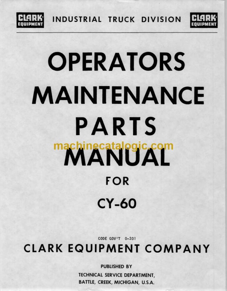Clark CY60B Forklift Operator and Maintenance Manual (O-201)