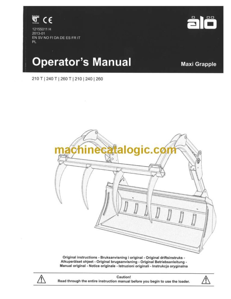 Case 210T, 240T, 260T, 210, 240, 260 Maxi Grapple Operators Manual