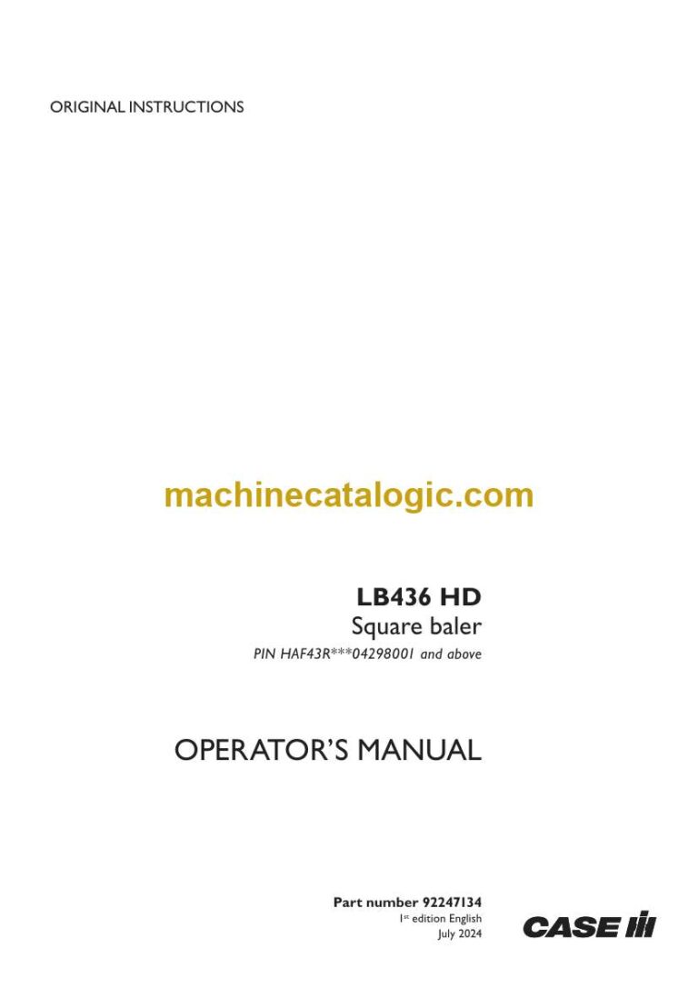 Case LB436 HD Square Baler Operator Manual