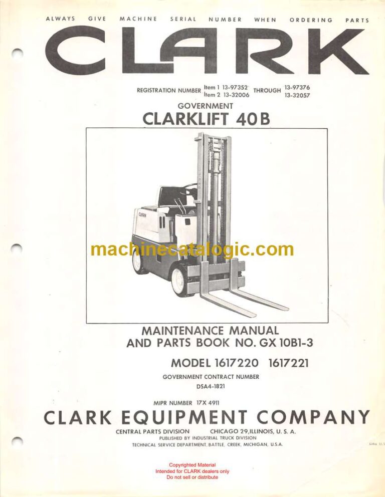 Clark Clarklift 40B Forklift Parts Manual (GX10B1-3)