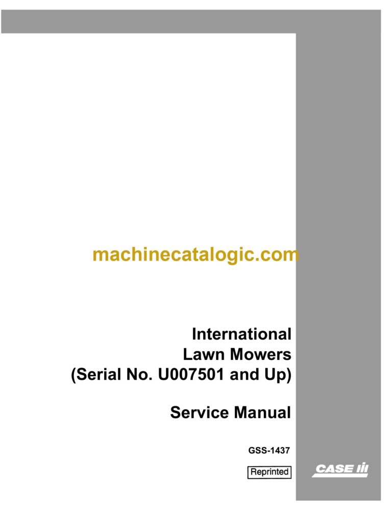 Case Lawn Mowers Serial No. U007501 and Up Service Manual