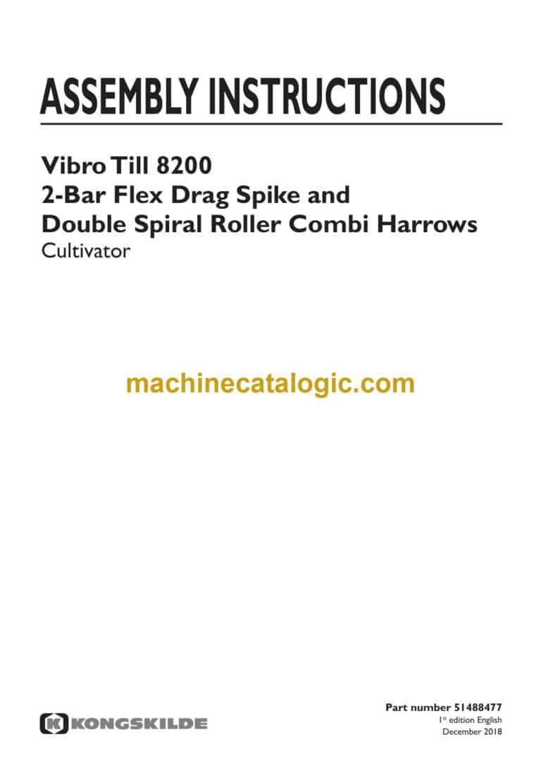 Kongskilde Vibro Till 8200 2-Bar Flex Drag Spike and Double Spiral Roller Combi Harrows Cultivator Assembly Instructions