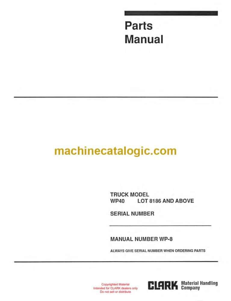 Clark WP40 Truck Model Parts Manual (WP-8)