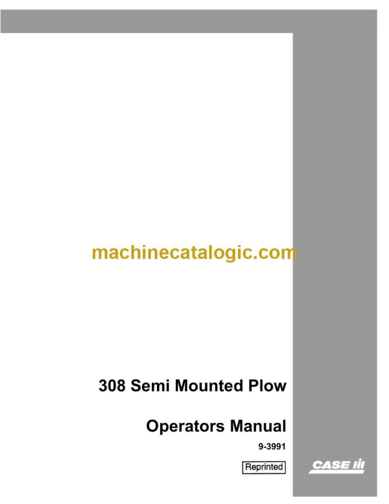 Case 308 Semi Mounted Plow Operator Manual