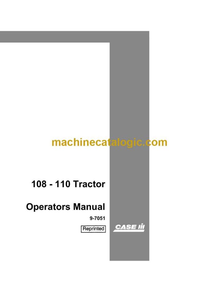 Case 108, 110 Tractor Operator Manual