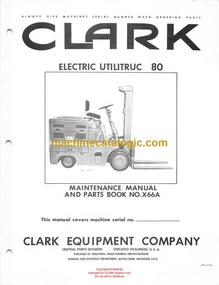 Clark Electric Utilitruc 80 Parts Manual (X66A)