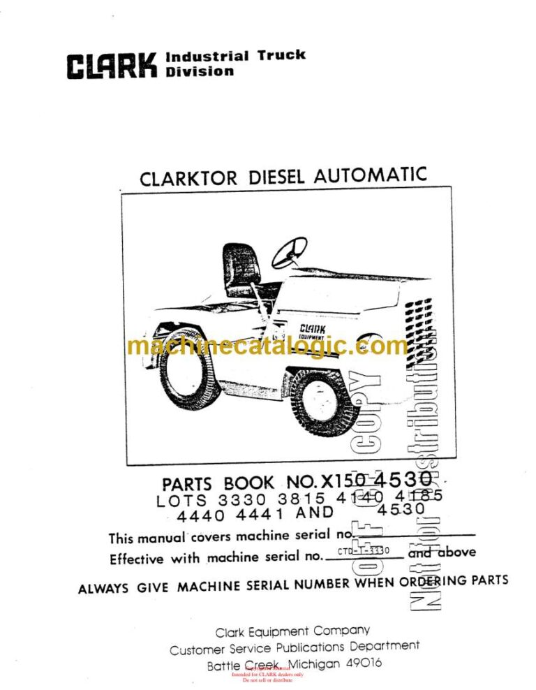 Clark Clarktor Lots 3330, 3815, 4140, 4185, 4440, 4441, 4530 Parts Manual (X150)