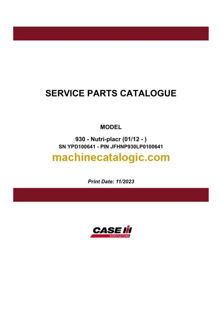 Case 930 Nutri-place Service Parts Catalogue