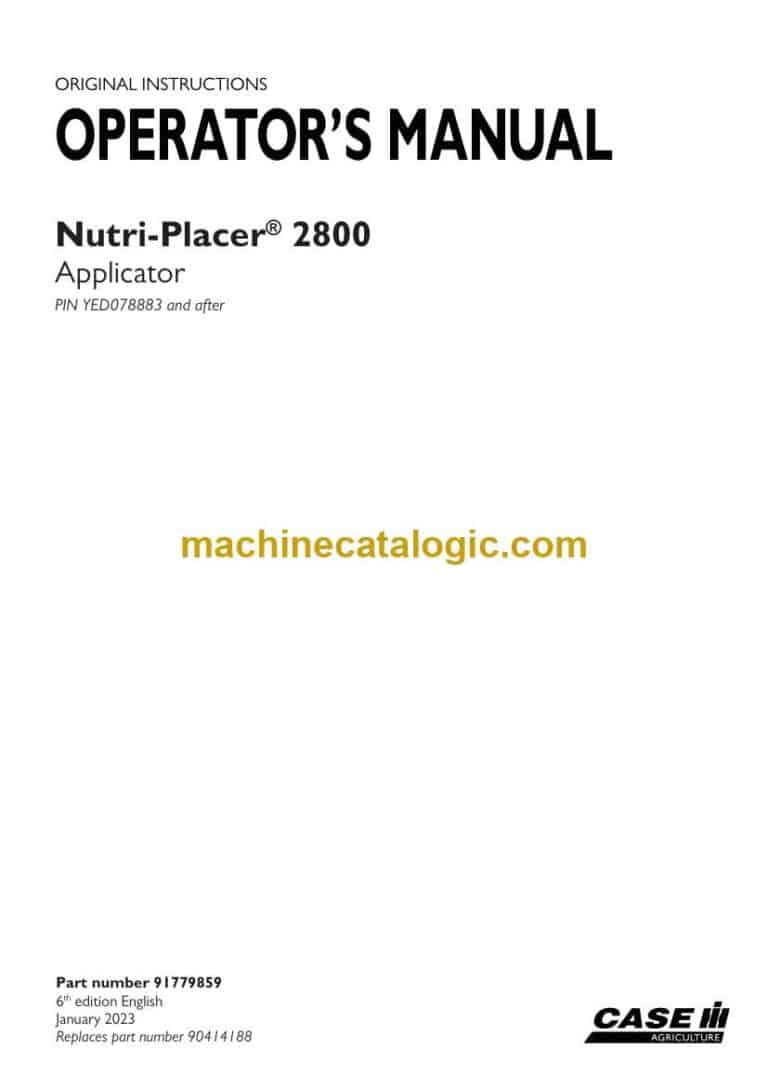 Case Nutri-Placer 2800 Applicator Operator Manual