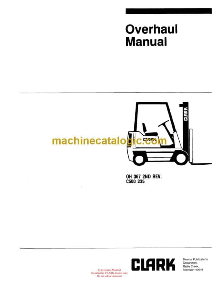 Clark C500 235 Forklift Overhaul Manual (OH367)