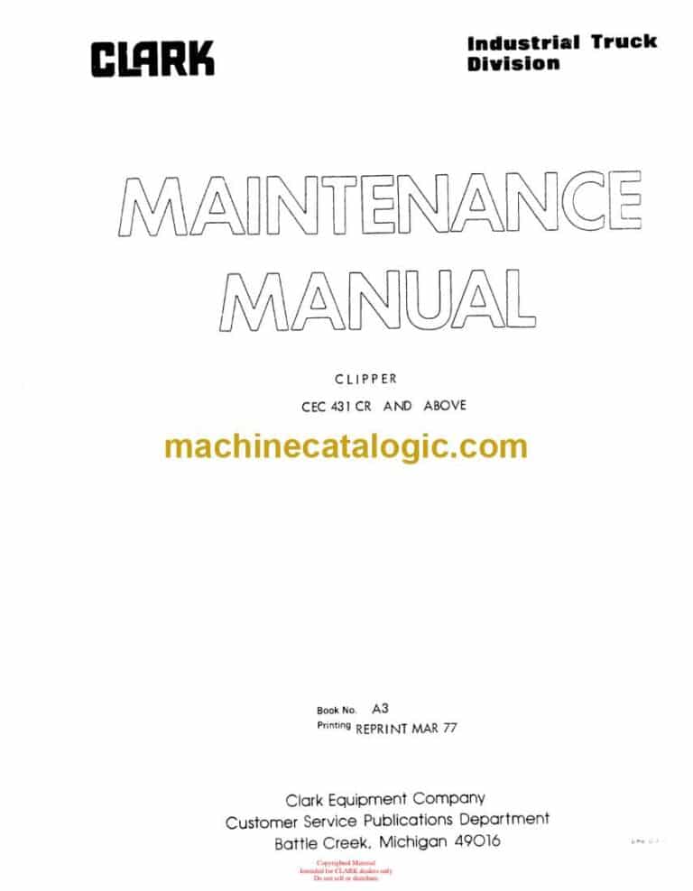 Clark CEC431CR Clipper Maintenance Manual (A3)