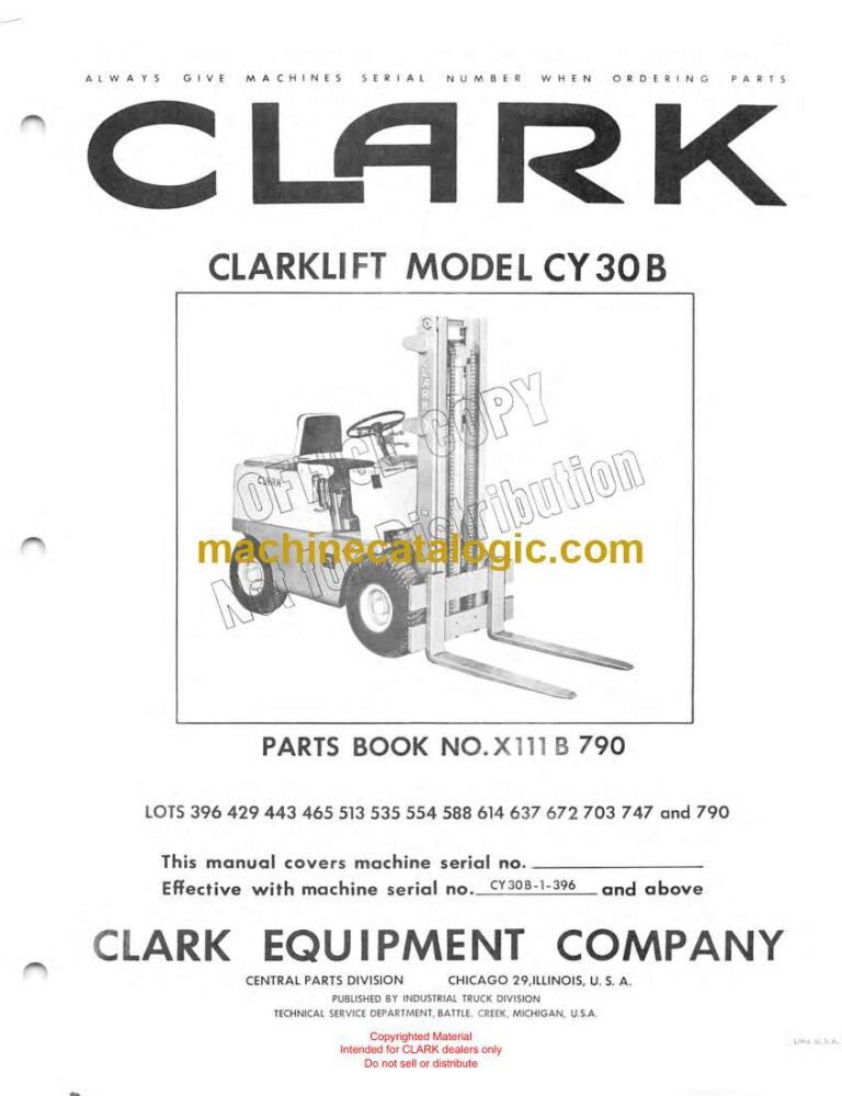 Clark Clarklift CY30B Parts Manual (X111B)