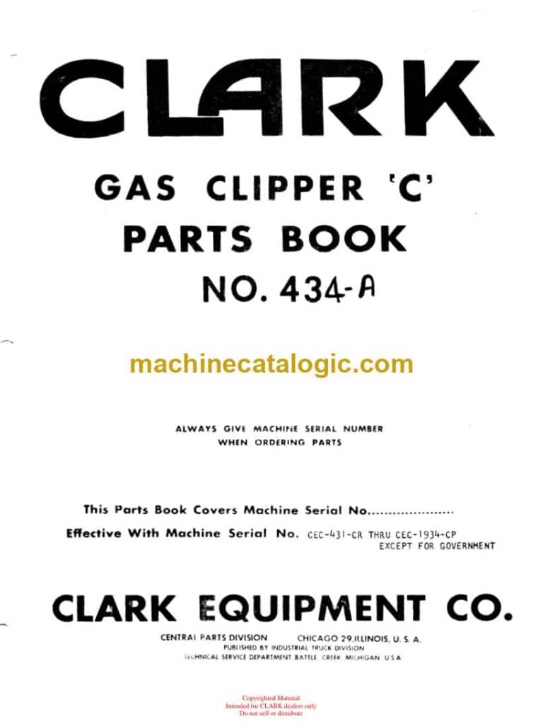 Clark Gas Clipper "C" Parts Manual (434-A)