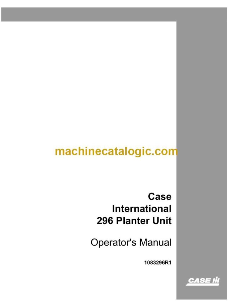 Case 296 Planter Unit Operator Manual