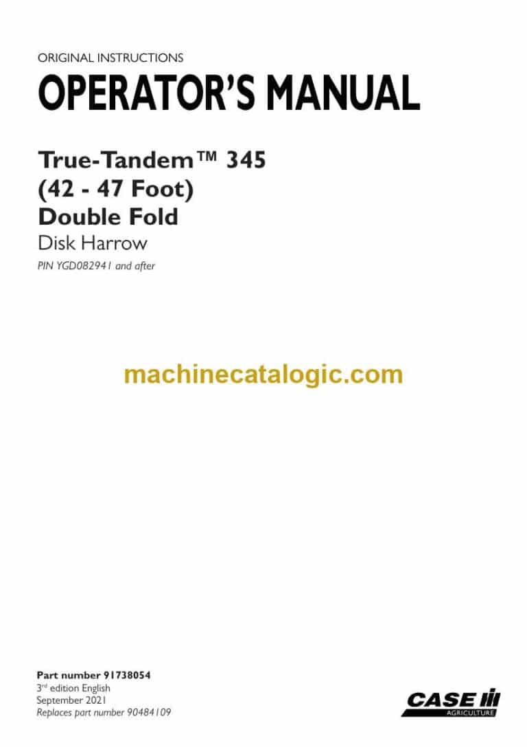 Case True-Tandem 345, 42-47 Foot Double Fold Disk Harrow Operator Manual