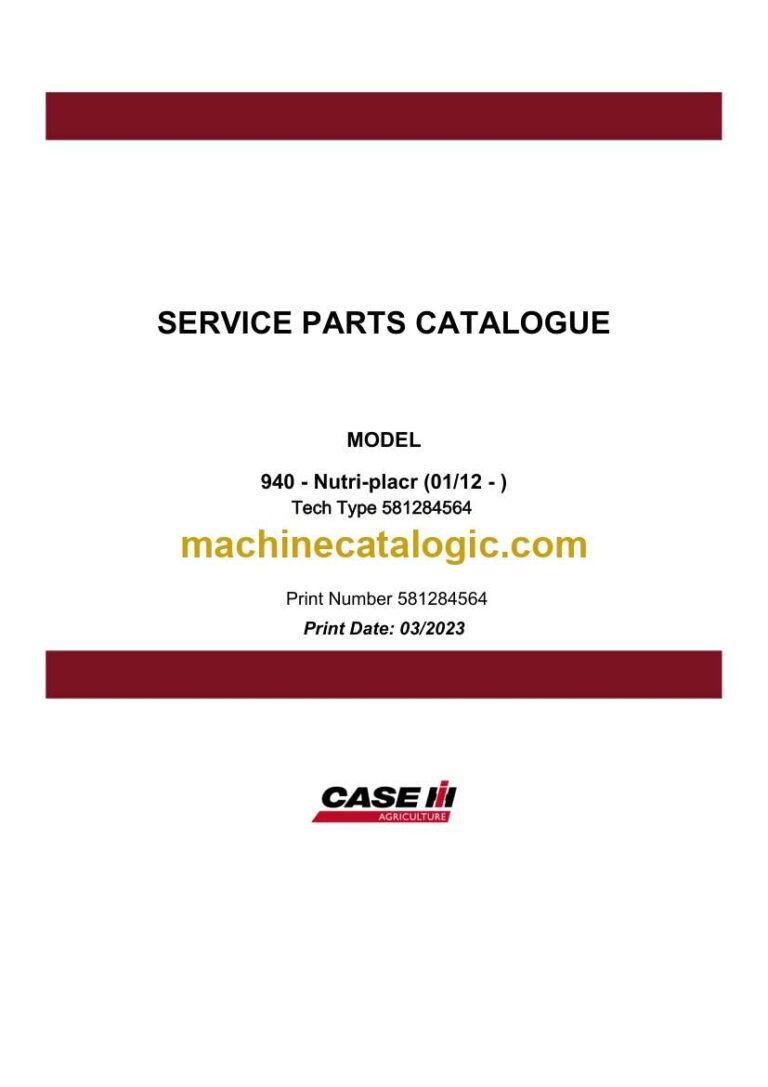Case 940 Nutri-place Service Parts Catalogue