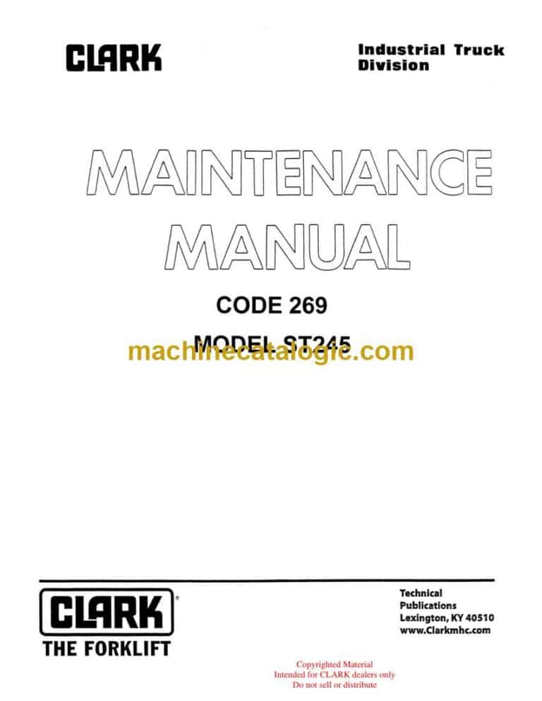 Clark Model ST245 Code 269 Staker Maintenance Manual (269)