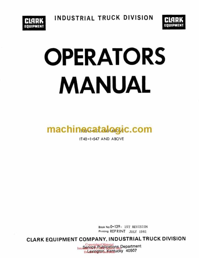 Clark IT30-1-547, IT40-1-547 Forklift Operators Manual (O-139)