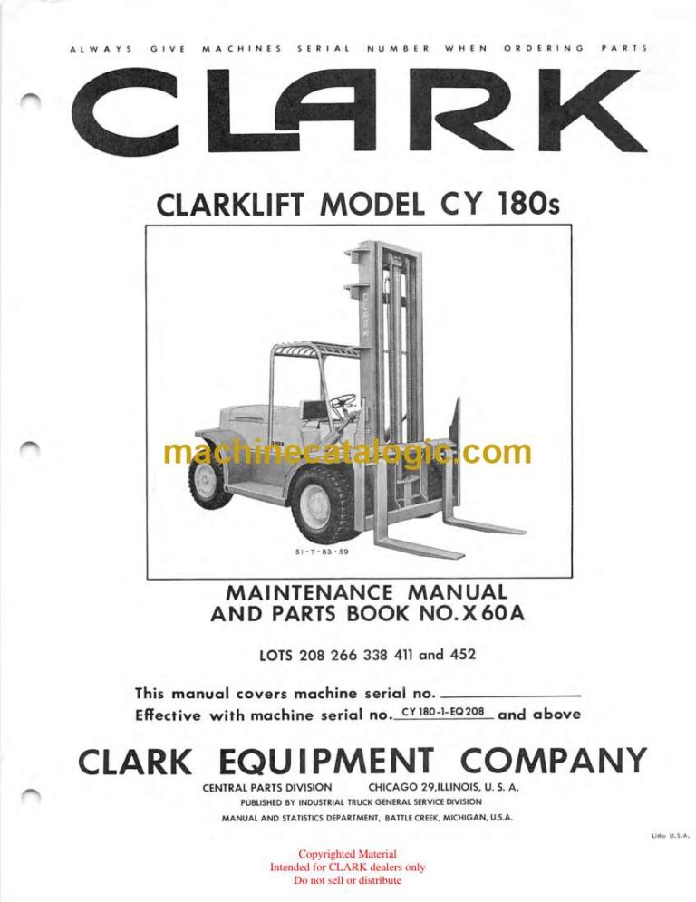 Clark Clarklift CY180s Parts Manual (X60A)