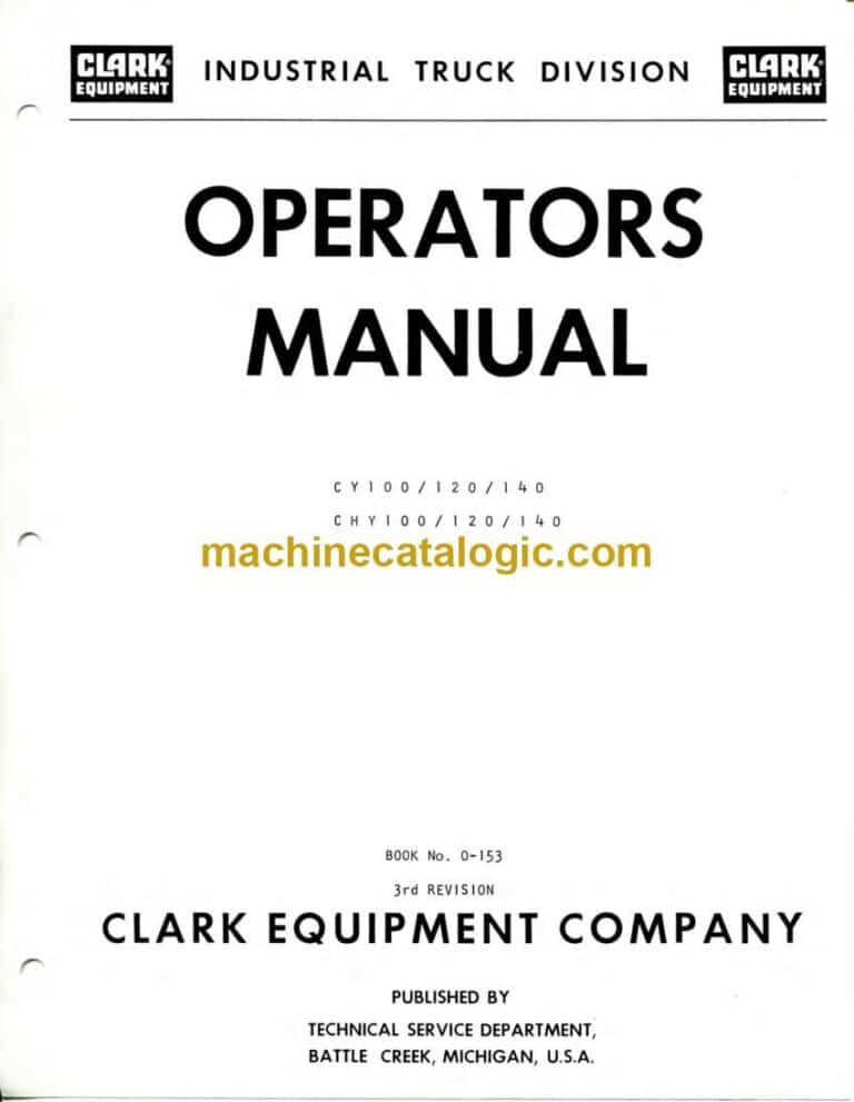 Clark CY100, CY120, CY140, CHY100, CHY120, CHY140 Forklift Operators Manual (O-153)