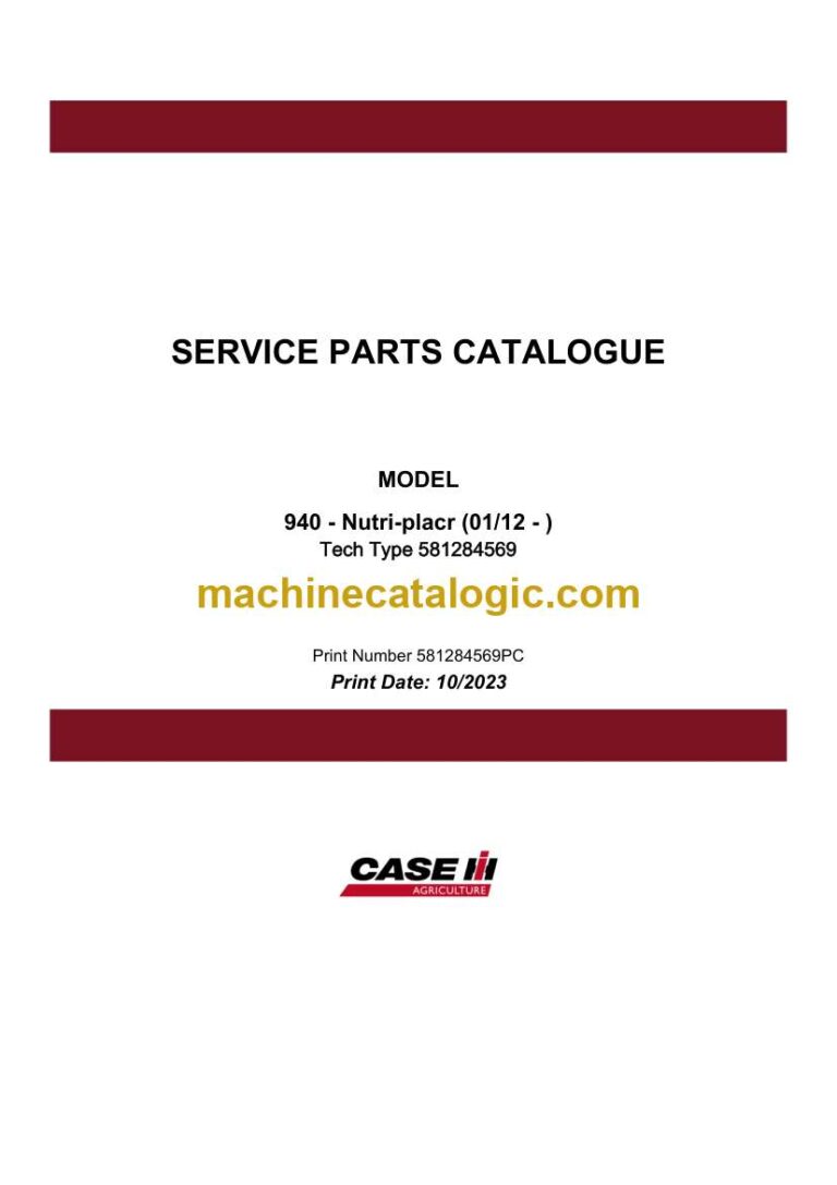 Case 940 Nutri-place Service Parts Catalogue (581284569PC)