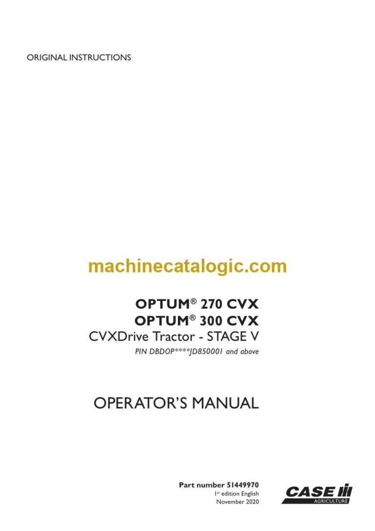 Case Optum 270CVX, 300CVX Stage 5 Tractor Operator Manual