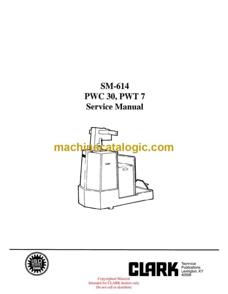 Clark PWC30, PWT7 Palletjack Service Manual (SM614)