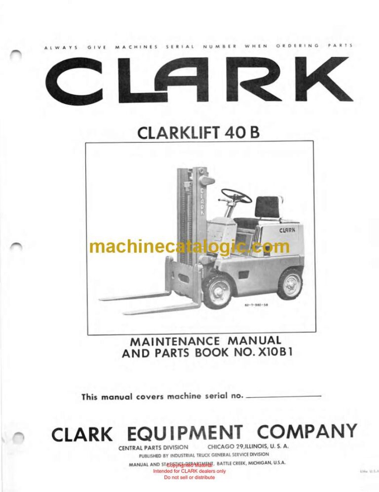 Clark Clarklift 40B Forklift Parts Manual (X10B1)