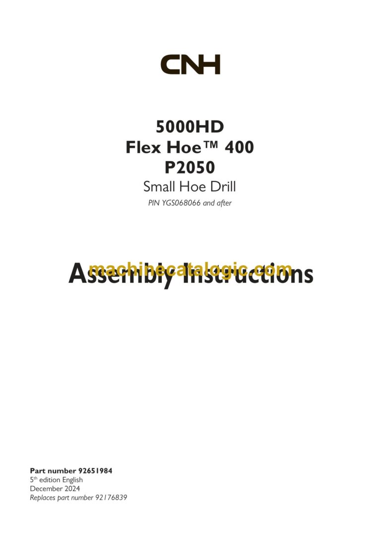 CNH 5000HD, Flex Hoe 400, P2050 Small Hoe Drill Assembly Instructions