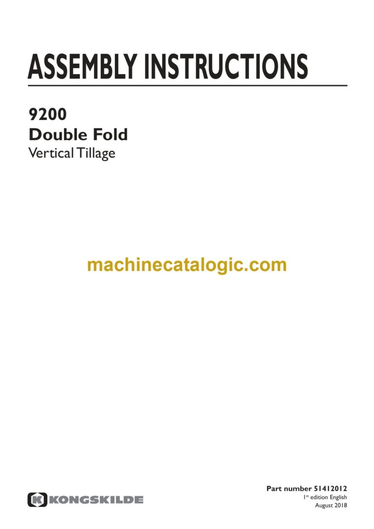 Kongskilde 9200 Double Fold Vertical Tillage Assembly Instructions