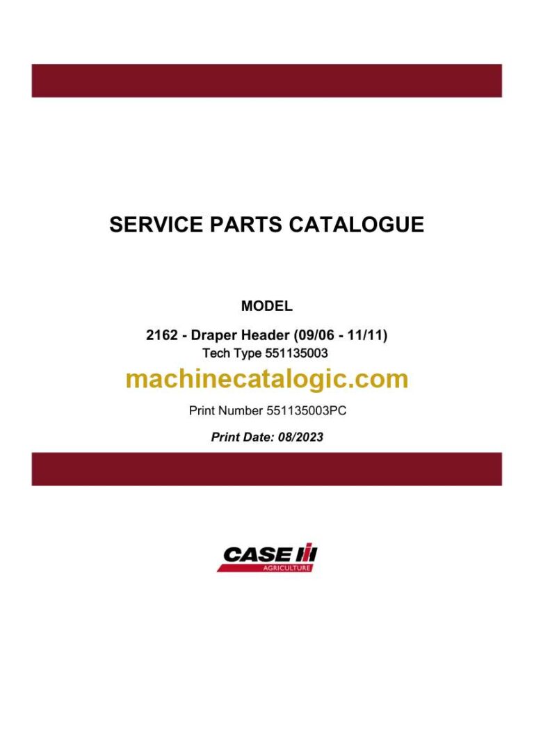 Case 2162 Draper Header Service Parts Catalogue