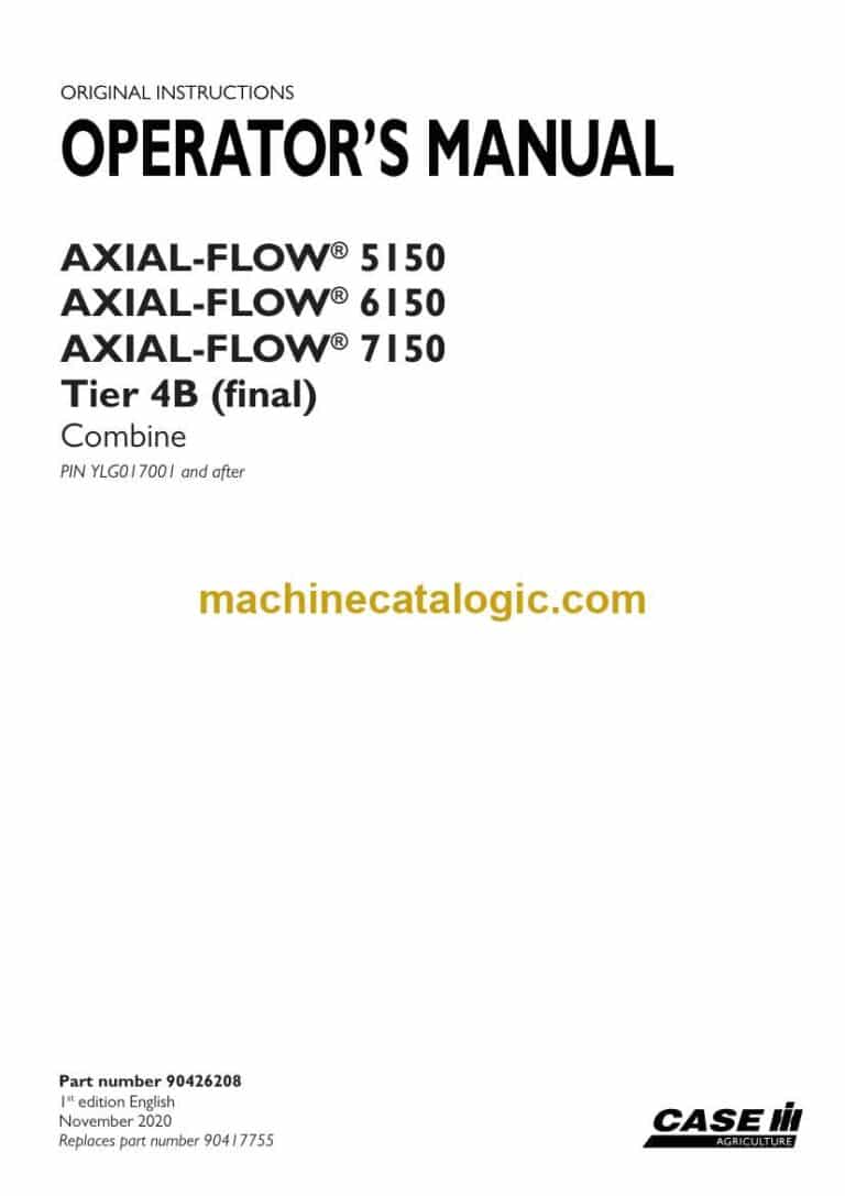Case Axial-Flow 5150, 6150, 7150 Tier 4B Final Combine Operator Manual