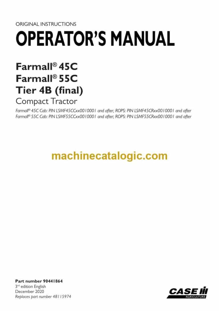Case Farmall 45C, 55C Tier 4B Final Compact Tractor Operator Manual