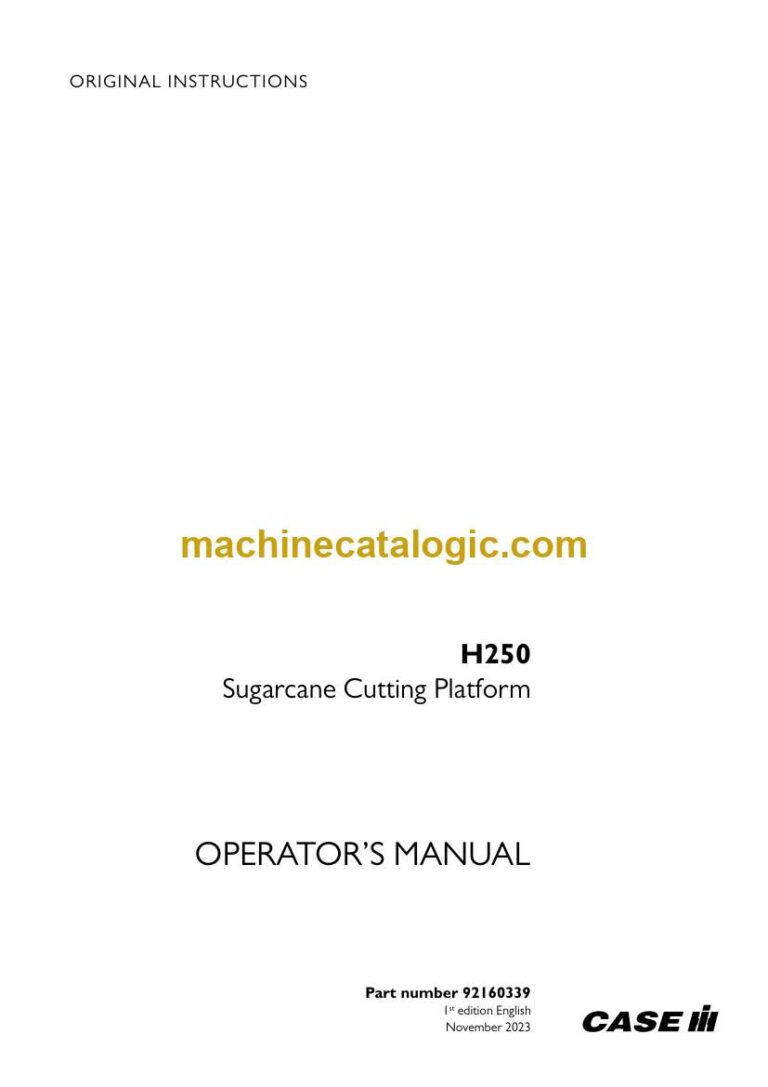 Case H250 Sugarcane Cutting Platform Operator Manual