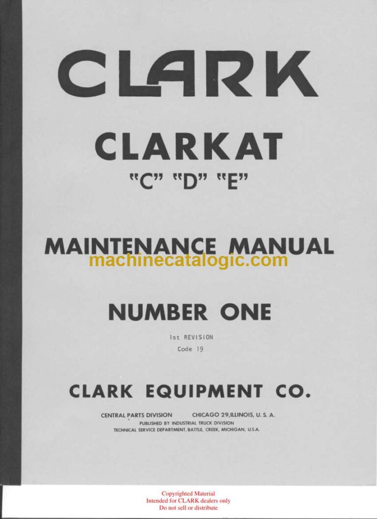 Clark Clarkat C, D, E Tow Tractor Maintenance Manual (CODE_19)