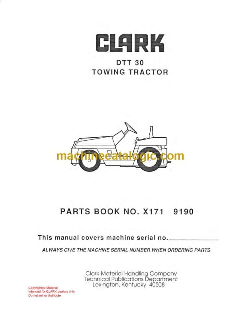 Clark DTT30 Towing Tractor Parts Manual (X171)